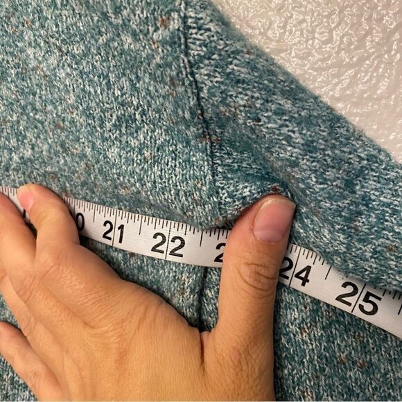 DEMOCRACY blue soft mid weight open back soft stretch sweater v neck L - Picture 7 of 10